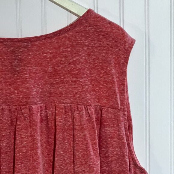 Bit & Bridle V-Neck Top Women 3X Heather Pink Sleeveless 1/4 Button Yoke Gathere - Picture 8 of 9